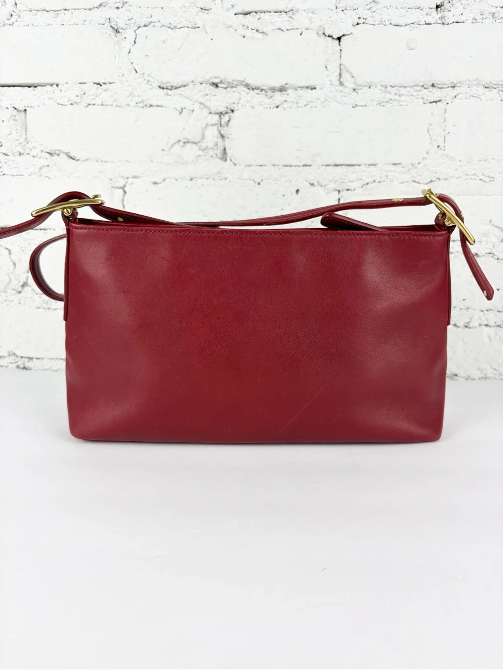 Coach Red Leather Shoulder Bag with Gold Hardware